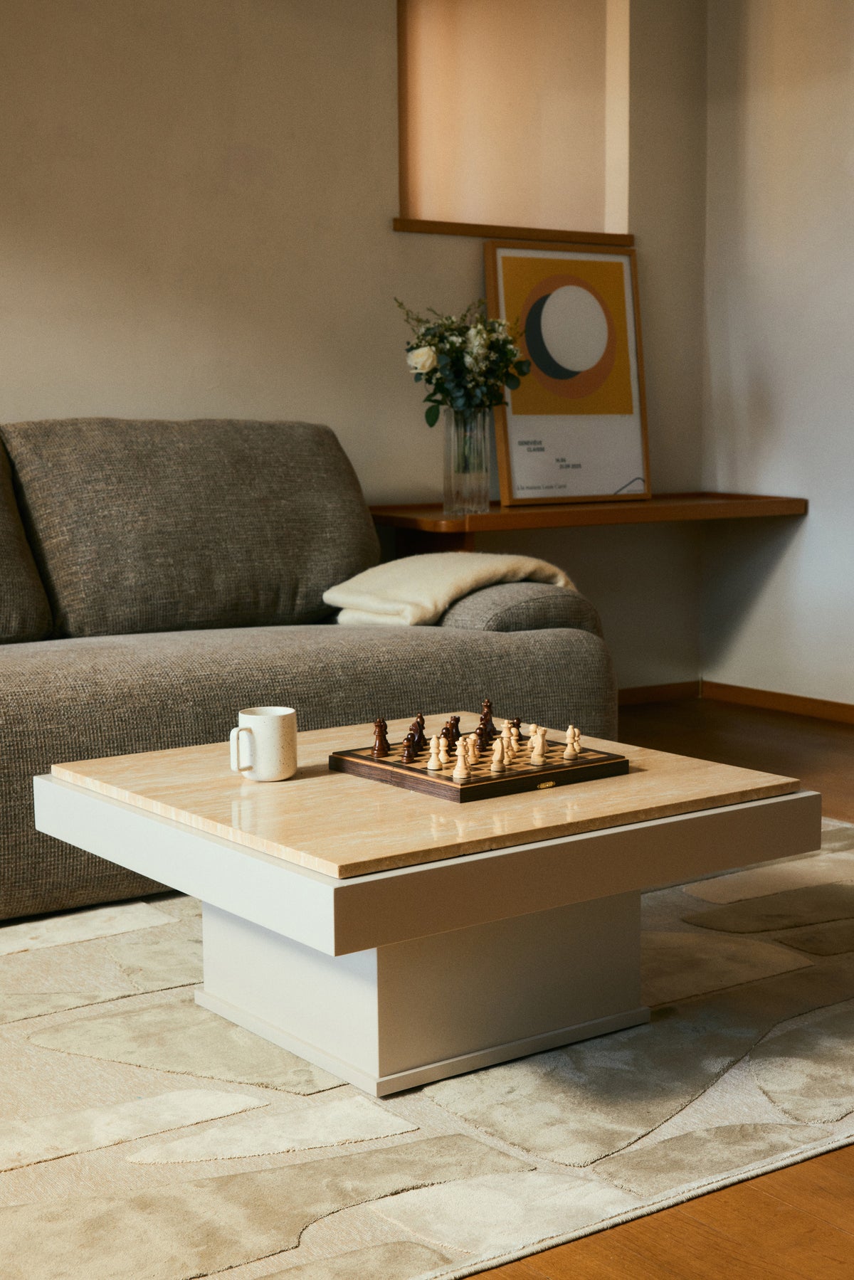 salon table basse design oron en travertin 