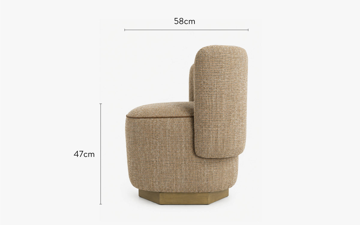 dimensions côté fauteuil alyss tweed taupe sésame