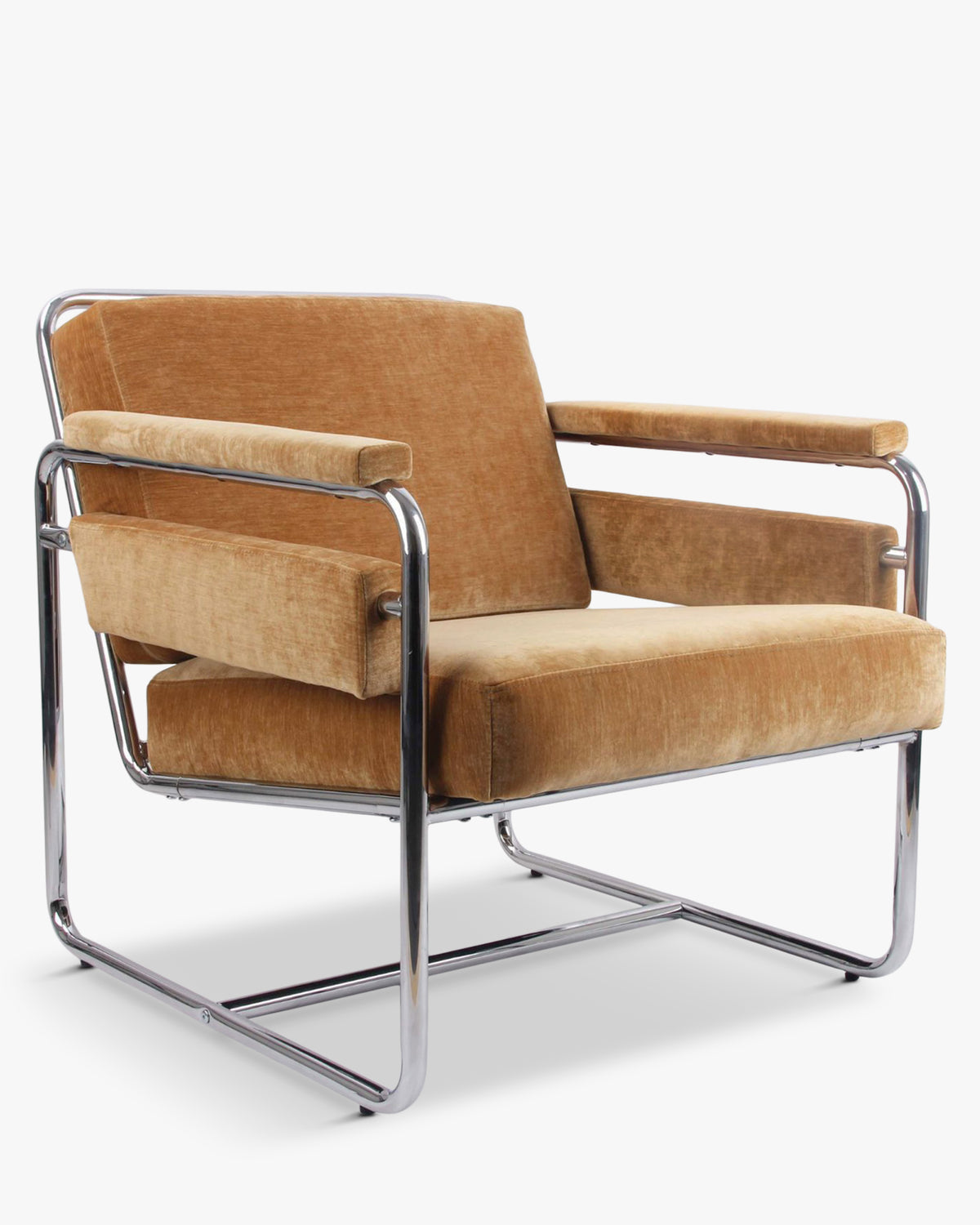 Fauteuil Kyle - NV GALLERY - velours marron taupe - vue de trois-quarts