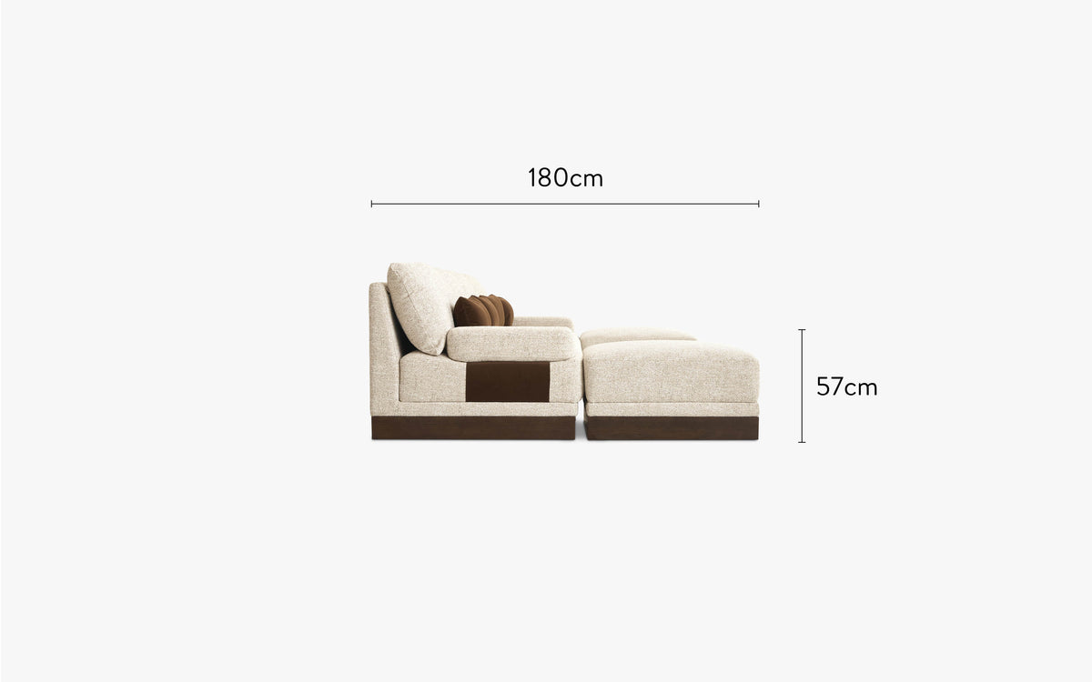 dimensions côté canapé en U roman tweed écru 6 modules