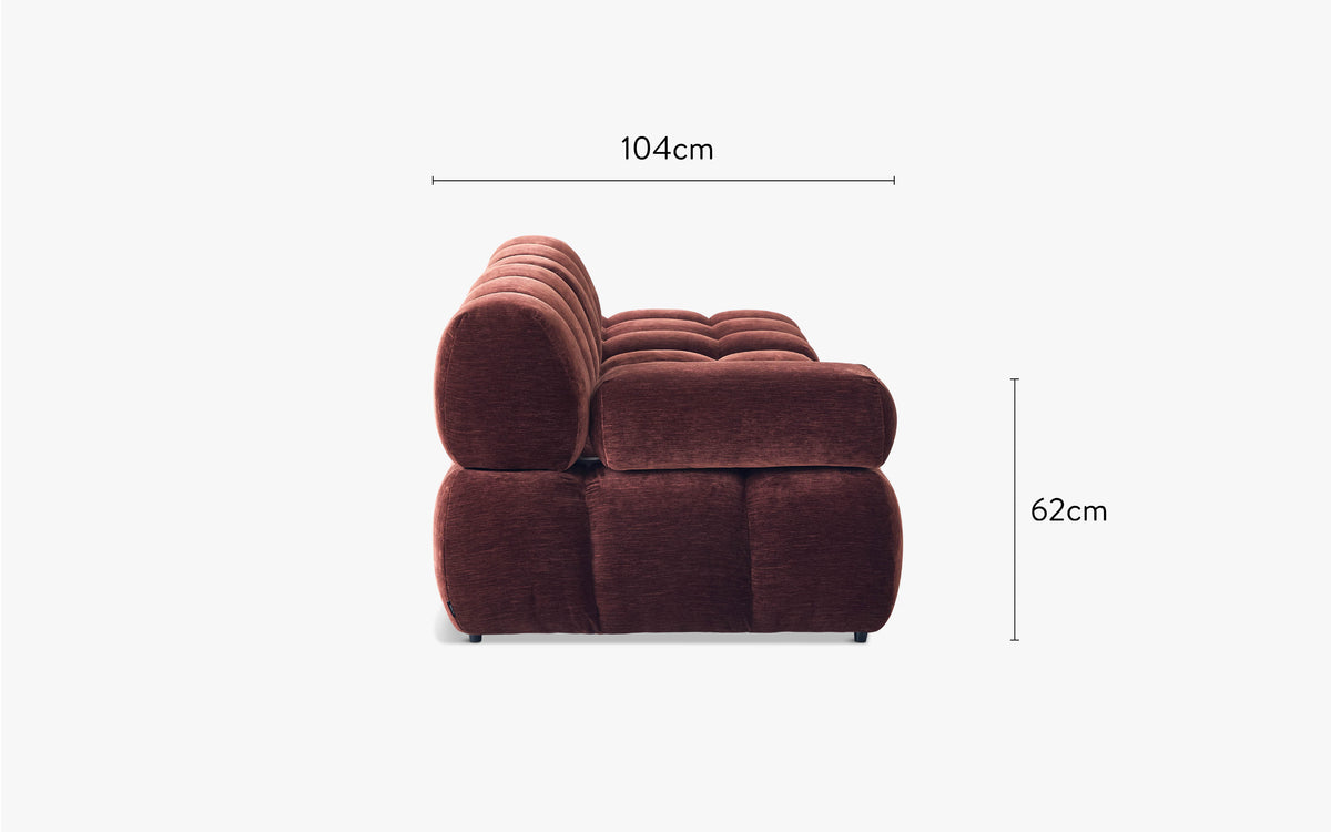 dimensions côté bundle waffle bordeaux méridienne 3 places - NV Gallery