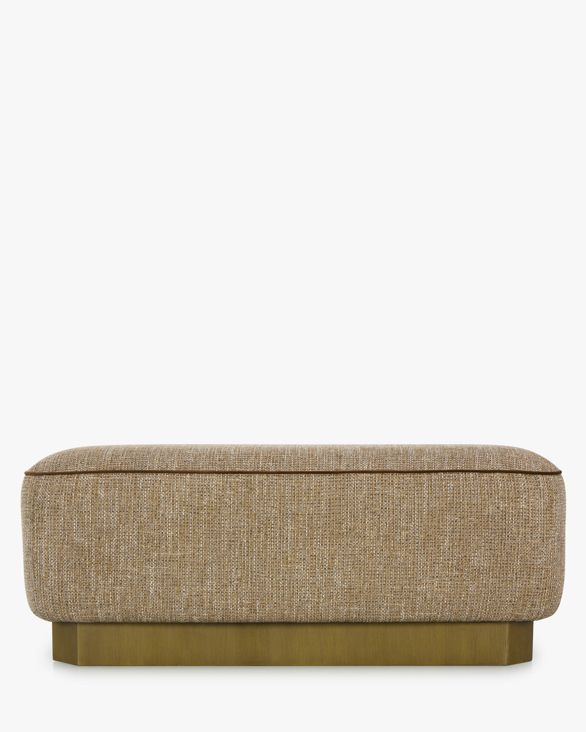 Banc Alyss - NV GALLERY - tweed taupe sésame et bois bronze brossé - vue de face