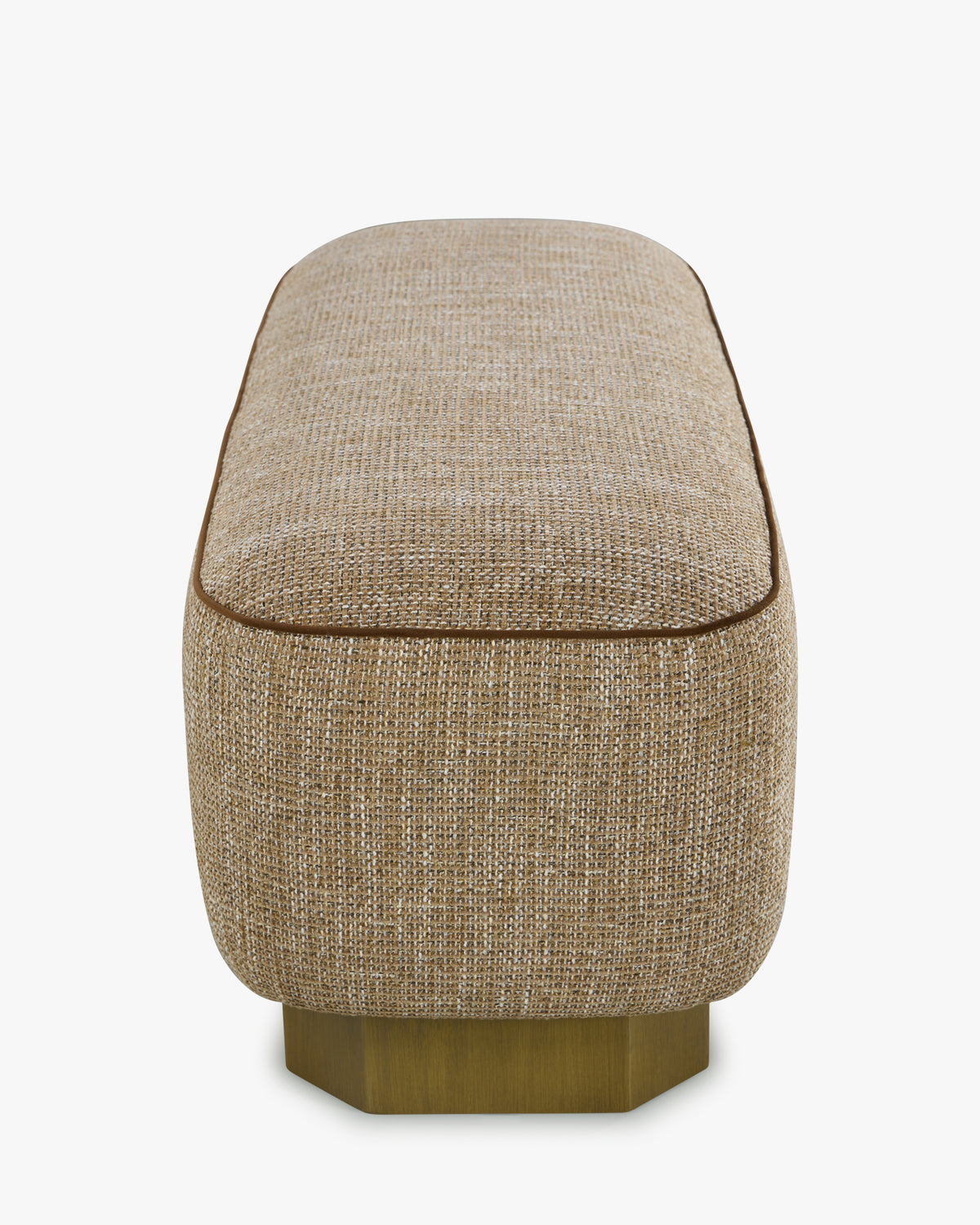Banc Alyss - tweed taupe sésame et bois bronze brossé - vue de profil