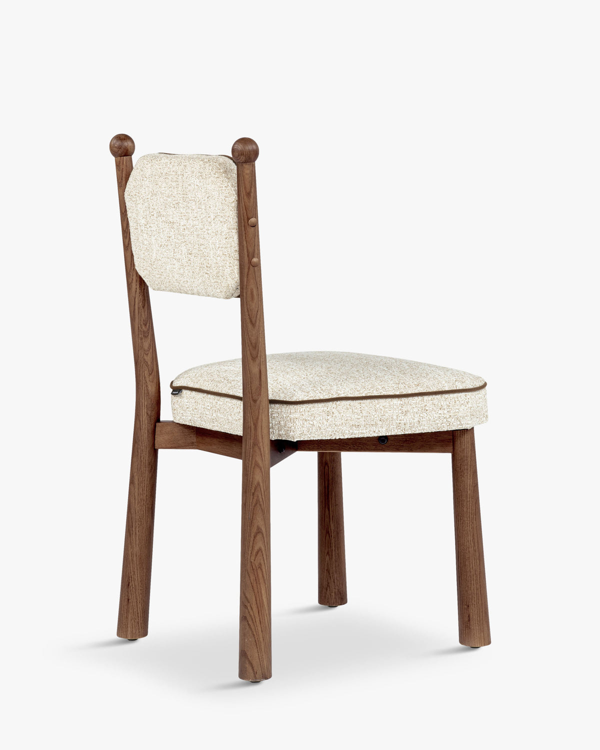 Chaise Anna - tweed écru meringue et bois teinté noyer - vue de dos