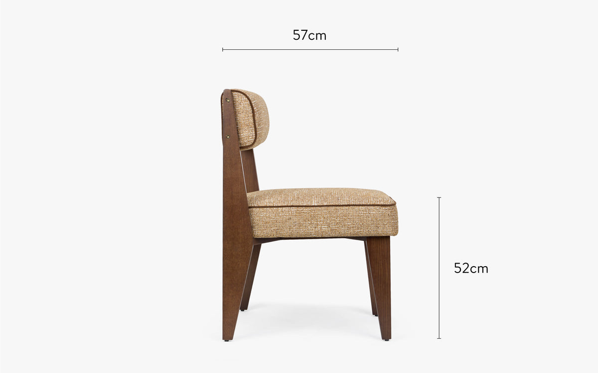 dimensions chaise elva tweed marron ristretto côté