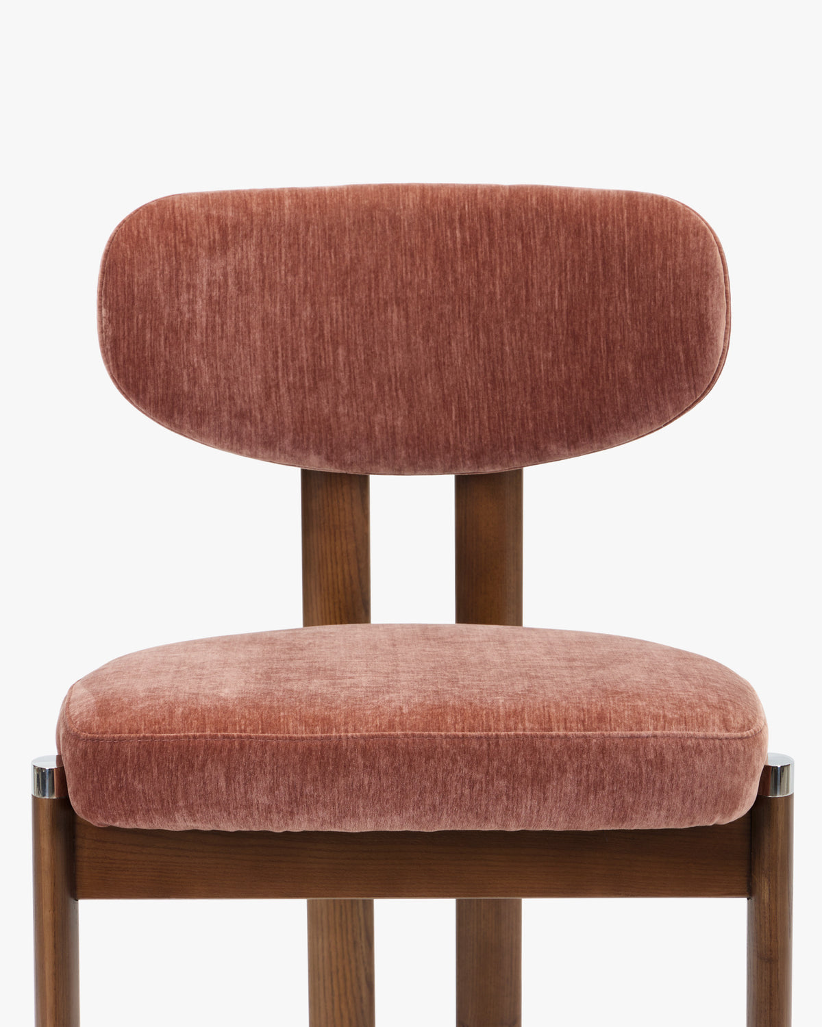 chaise de salle à manger FRANCESCA - dossier et assise en velours chenillé rouge ambré, vue de face