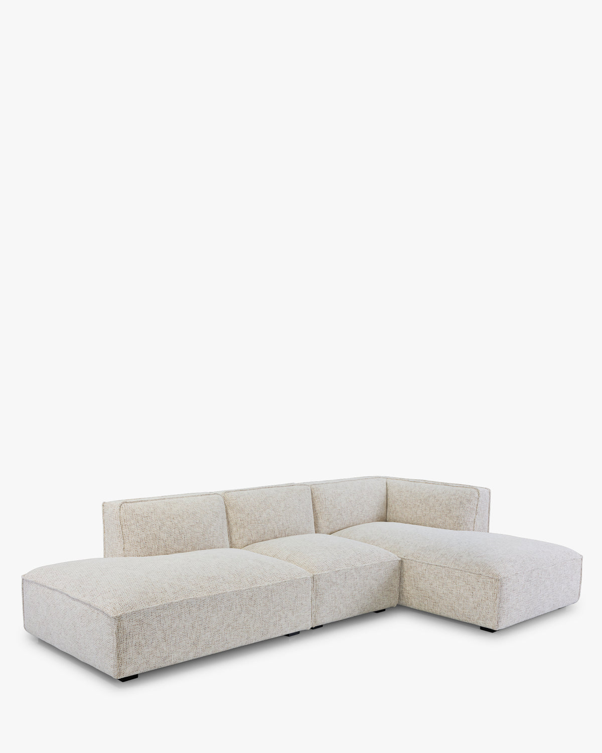 Canapé 3 places d'angle droit Auster - tweed beige moucheté - vue de trois-quarts