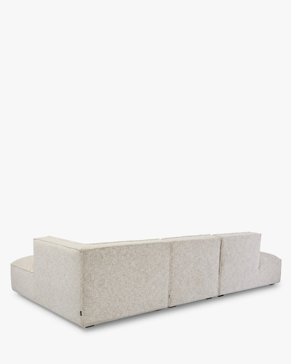 Canapé 3 places d'angle droit Auster - tweed beige moucheté - vue de dos, trois-quarts