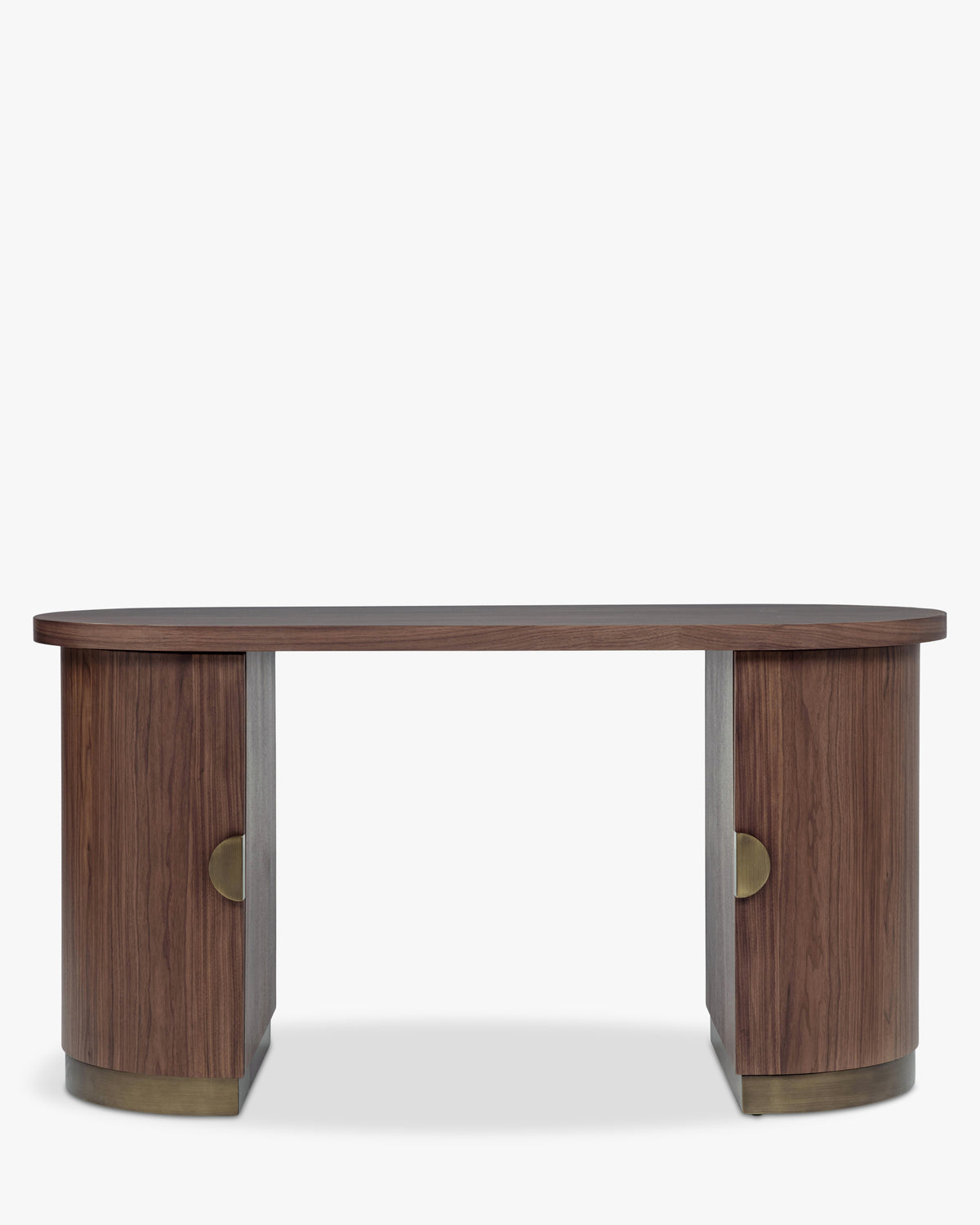 Bureau Karola - NV GALLERY - bois teinté noyer et fer brossé teinte bronze - vue de face