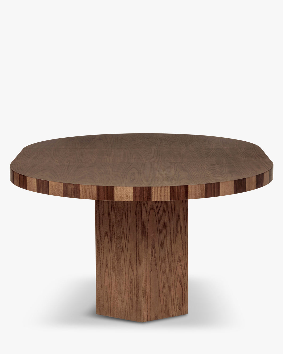 table à manger MODANATA en bois teinté noyer - position allongée vue de trois quarts