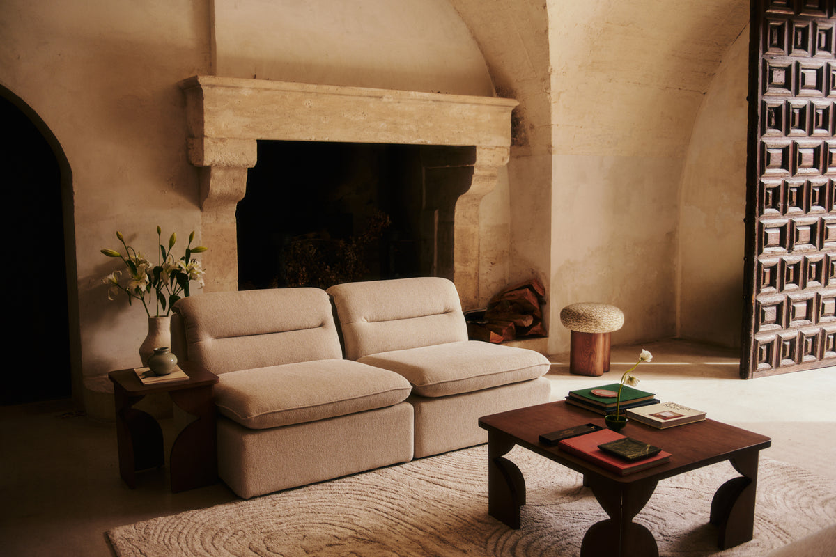 canapé modulable Pulp - bouclette beige sahara - vue d'ensemble