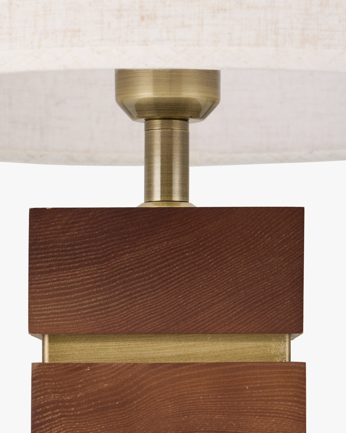 lampe de table Mako - jonction laiton antique et cerclage bronze brossé - détail