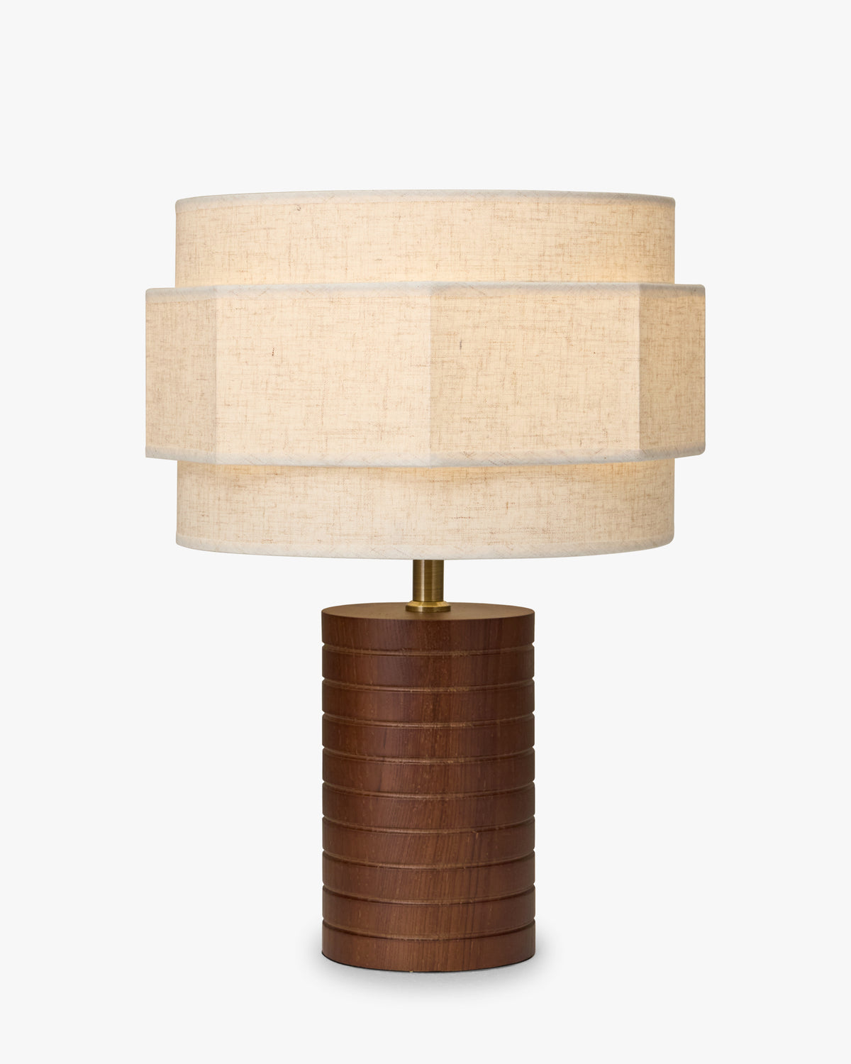 lampe de table Sia - frêne massif teinté noyer et lin écru - vue de face